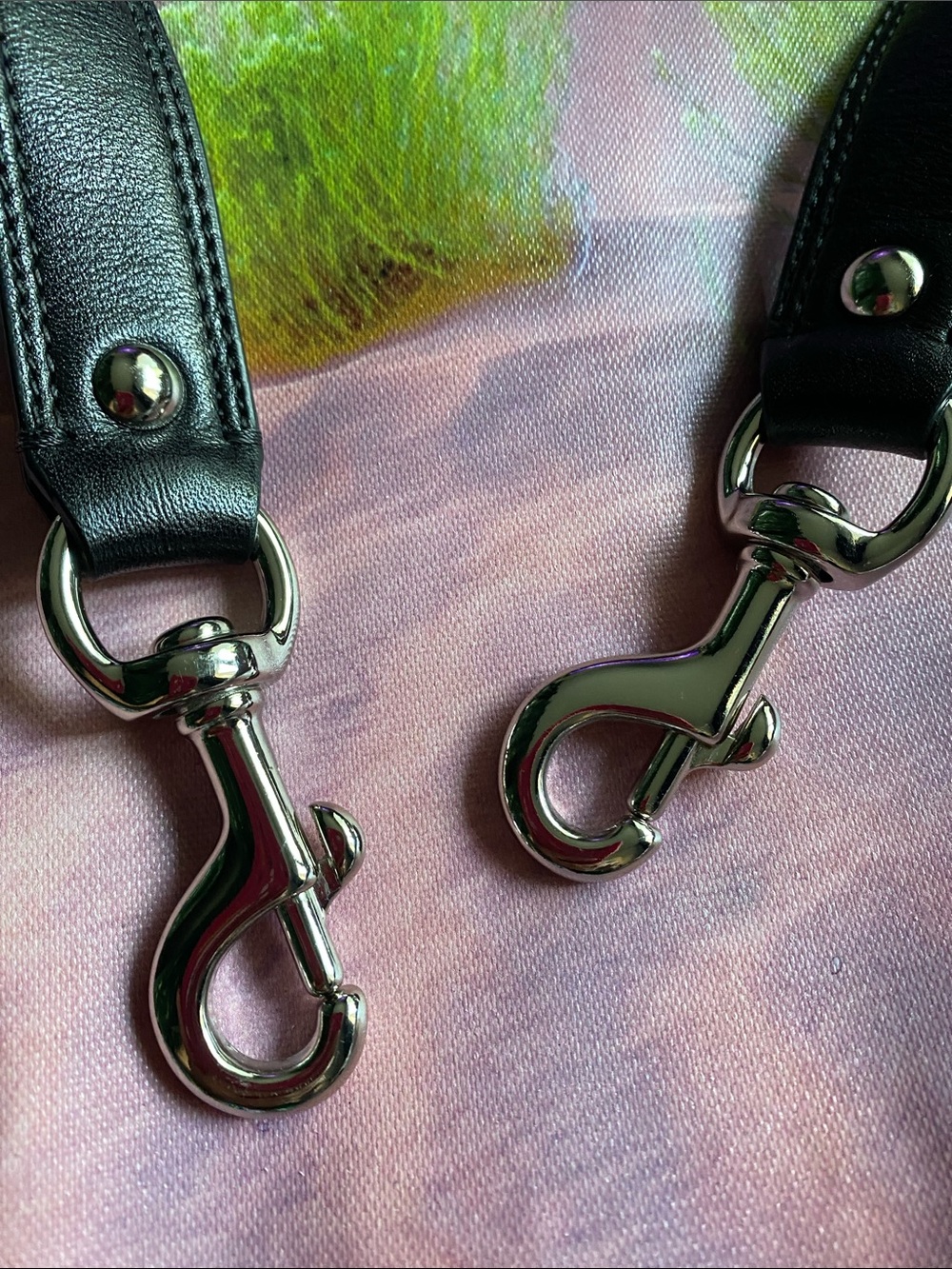 Coach Ashley Black Leather Detachable Shoulder Strap with Silver Hardware.